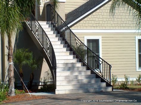 We provide signature aluminum railing for outdoor stairs as well as aluminum interior stair handrail systems. Aluminum Stair Railing | Southeastern Ornamental Iron Works