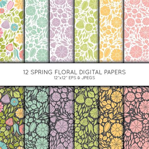 Floral Digital Paper Flower Scrapbook Paper Digital Paper Etsy