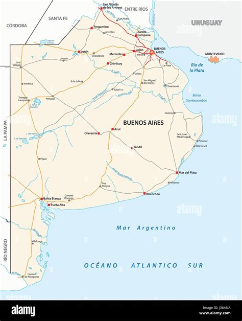 Mapa De Carreteras De La Provincia Argentina De Buenos Aires Imagen