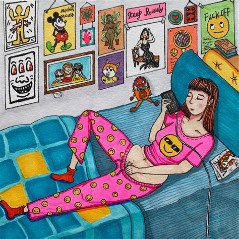 Naughty Girl Illustration Print Mini Painting Bedroom Wall Etsy Uk