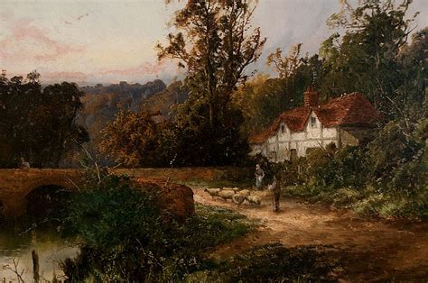 Sold Price 19th Century English Landscape Painting Village Scene With Farm Houses A Church A