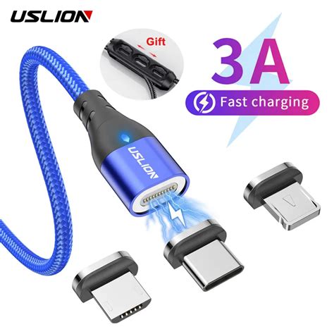 Uslion 3 In 1 Magnetic Cable With Plug Storage Box Quick Charge Usb