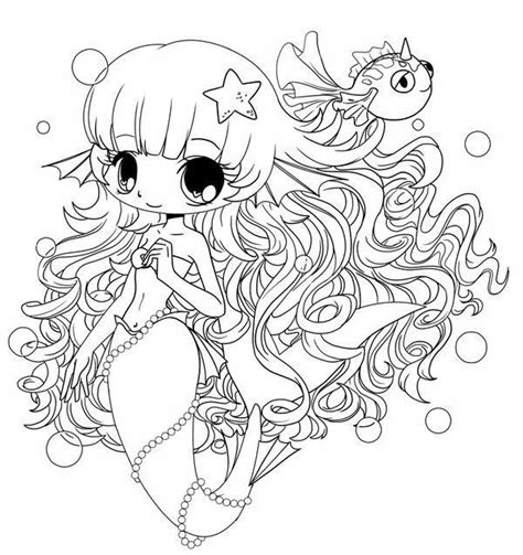 Chibi Mermaid Coloring Page Chibi Coloring Pages Mermaid Coloring