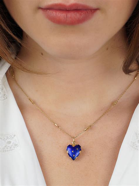 18ct Gold And Blue Enamel Heart Shaped Pendant By Fabergé 146n The Antique Jewellery Company