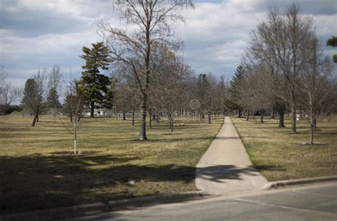 beautiful view of the grounds at the tomah va medical center facility in tomah wisconsin stock