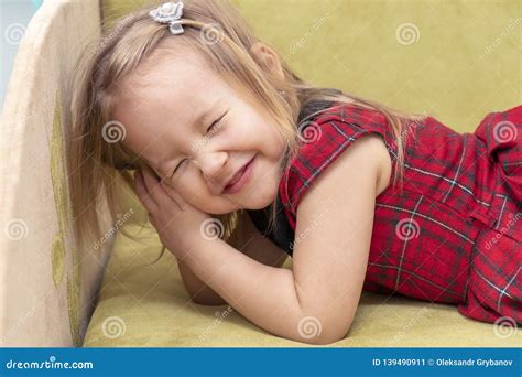 Little Girl Closed Her Eyes Stock Image Image Of Female Daughter