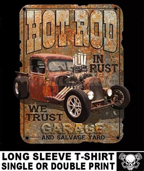 Old School Hot Rat Rod Blower Truck Outlaw Garage Trust Rust Skull T