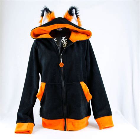 Pawstar Fox Yip Hoodie Furry Animal Ear Jacket Coat Red Etsy Uk