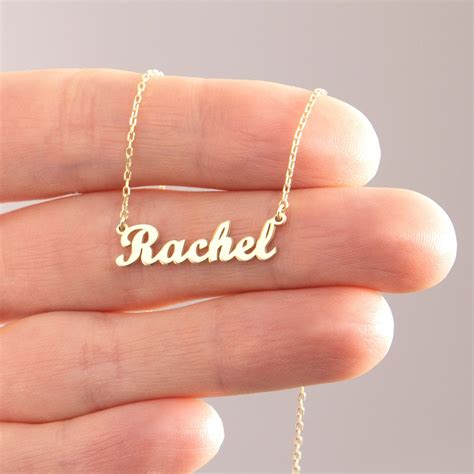14k Gold Name Necklacereal Gold14k Solid Gold Personalized Etsy