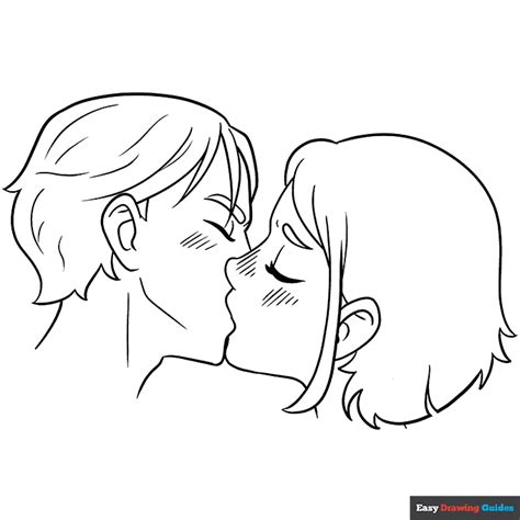 Anime Kiss Coloring Page Easy Drawing Guides