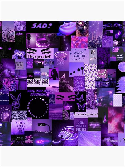 Purple Aesthetic Collage Clock By Arthemeral Redbubble