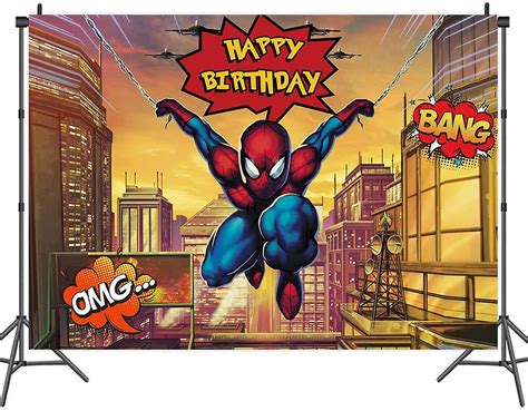 Spiderman Backdrops Happy Birthday Party Decorations Superhero White