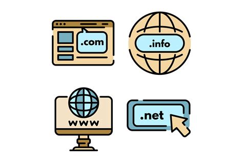 Domain Icons Vector Flat Graphic By Ylivdesign · Creative Fabrica