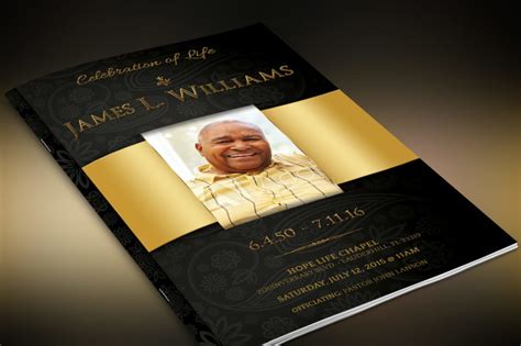 Black Gold Dignity Funeral Program Template By Godserv Designs