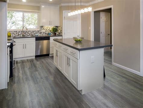 Lvt/lvp flooring is coated with a water resistant layer which protects against mold and antimicrobial growth, so you don't need to worry about spills. Image result for vinyl plank kitchen flooring | White ...