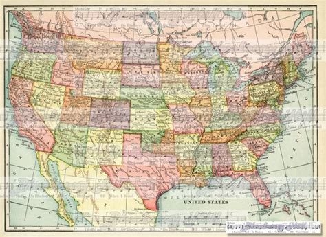 United States Old Map Vintage Map 1906usa Canada Asia Europe