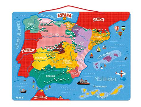 Puzzle De Madera Magnético Del Mapa De España Para Aprender Las