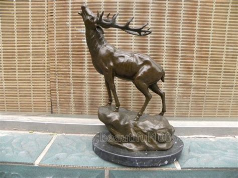 Rare Huge Spotted Deer King Bronze Marble Statue Ebay Chinese
