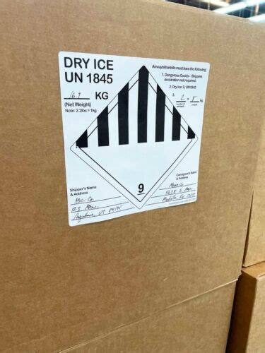 Dry Ice UN1845 DOT Hazmat Class 9 Shipping Labels 6 Square 500