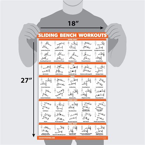 Sliding Bench Laminated Workout Poster Compatible With Total Gym