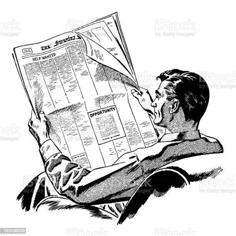 Man Reading Newspaper Stock Illustration Download Image Now
