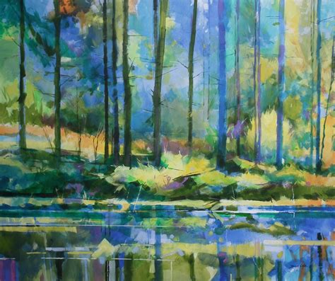 Meadowcliff Pond Acrylic On Canvas Semi Abstract Landscape Painting 120