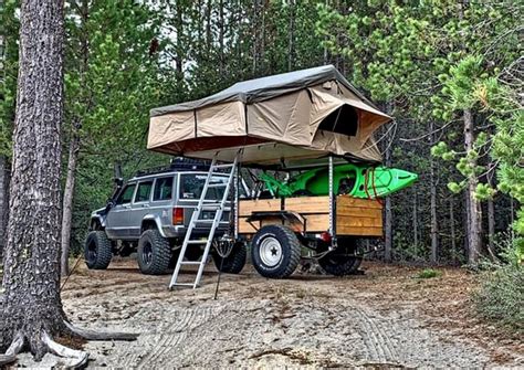Nice Basic Utility Trailer Camper Setup For Tent Topped Camping And