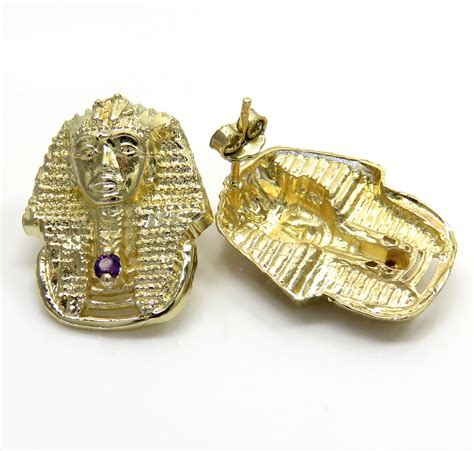 Buy 14k Yellow Gold Amethyst King Tut Pharaoh Earrings 010ct Online At