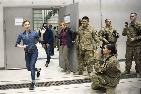 Scarlett Johansson Uso Visit At Forward Operating Base Gamberi In