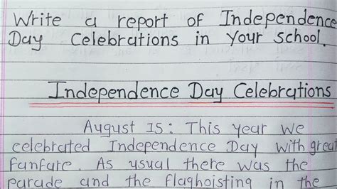 Write Report On Independence Day Celebrations English Report Writing Youtube