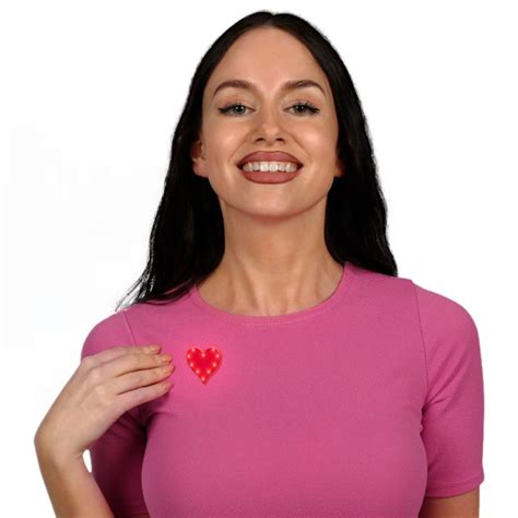 Pack Of 12 Red Heart Flashing Battery Operated Body Light Lapel Pins