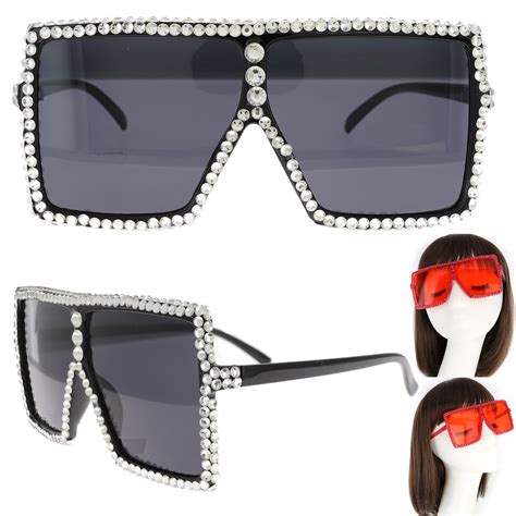 gly11265 bcl sparkling rhinestone large square oversized sunglasses