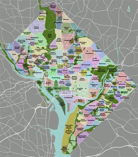 Restaurants, hotels and sightseeings map. Neighborhoods in Washington, D.C. - Wikipedia