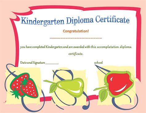 Free Printable Kindergarten Diploma Template Doctemplates