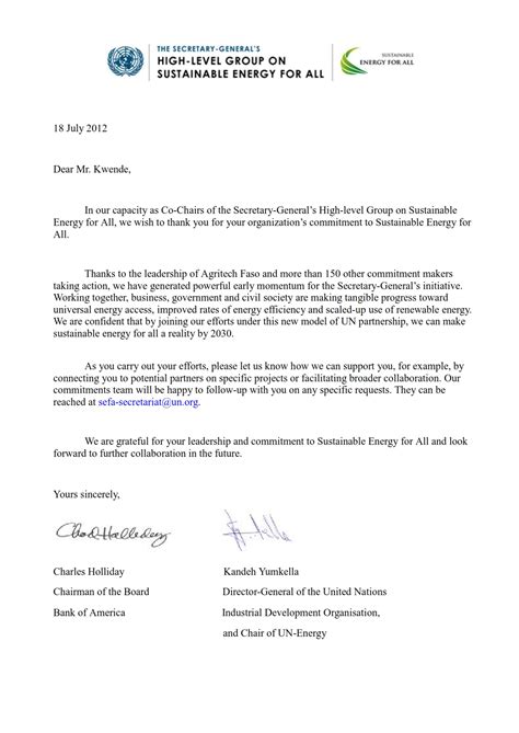 Thank You Note From The Co Chairs Of The High Level Group On