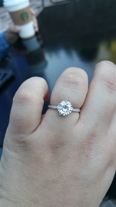 7mm princess moissanite engagement ring set diamond wedding bands white gold art deco matching 14k/18k. Forever One Round Moissanite Engagement Ring! | Weddingbee ...