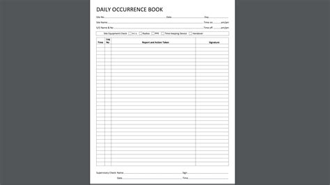 Security Daily Occurrence Book Template Free To Download