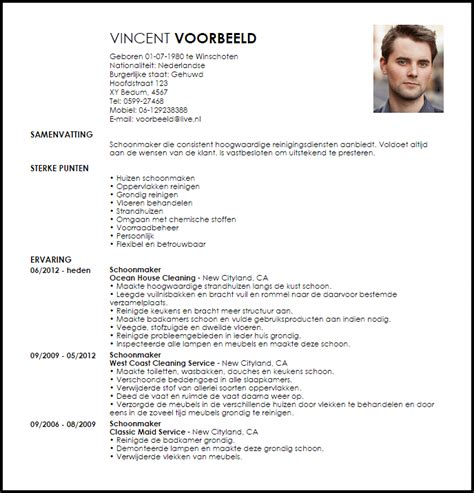 Voorbeeld Curriculum Vitae Schoonmaker Livecareer