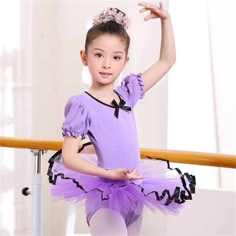 Cheap Range Kid Girls Ballet Dance Dress Short Sleeves Dancewear