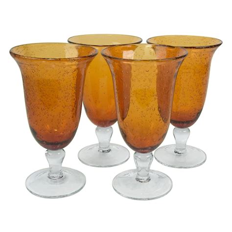 artland iris 4 pc footed iced tea glass set amber wine glasses iced tea glasses glass set