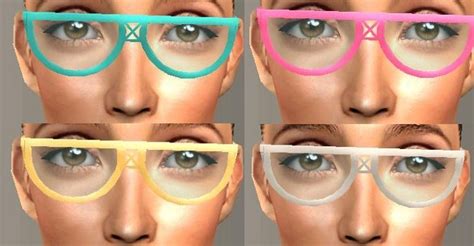 Mod The Sims Half Rim X Bridged Glasses With 6 Recolors