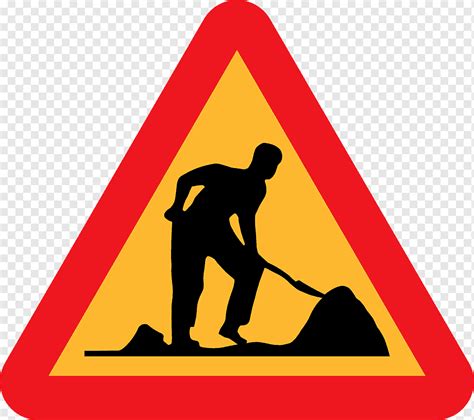 Sign Roadworks Under Construction Road Work Worker Caution