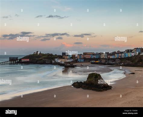 Tenby North Beach South Wales At Sunset Stock Photo Alamy