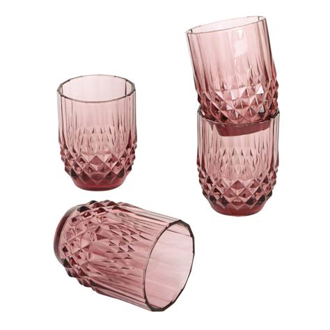 Set Of Four Embossed Glass Tumblers By Dibor