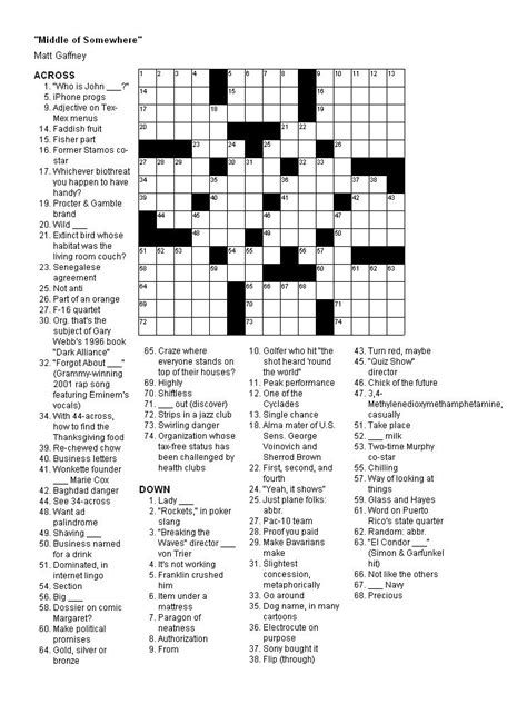 Crossword Puzzle Printable Medium