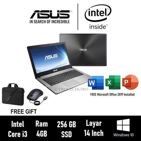 Jual Laptop Asus Intel Core I3 Ram 4gb Ssd 256gb Free Mouse Tas