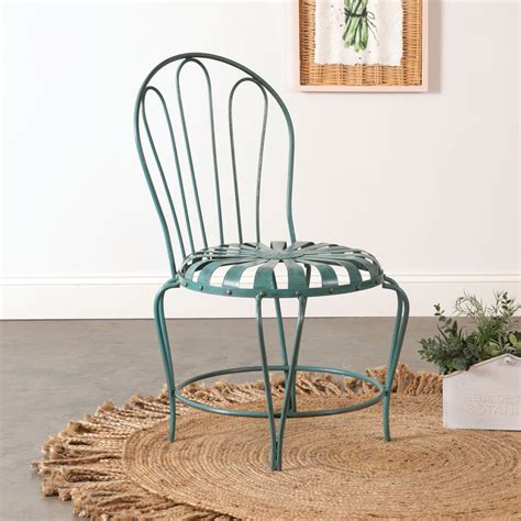 Rustic Farmhouse Wrought Iron Daisy Garden Chair