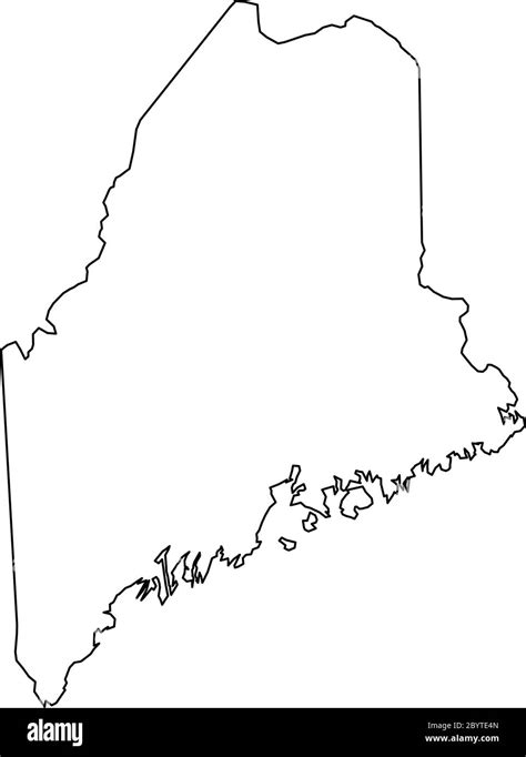 Maine State Of Usa Solid Black Outline Map Of Country Area Simple