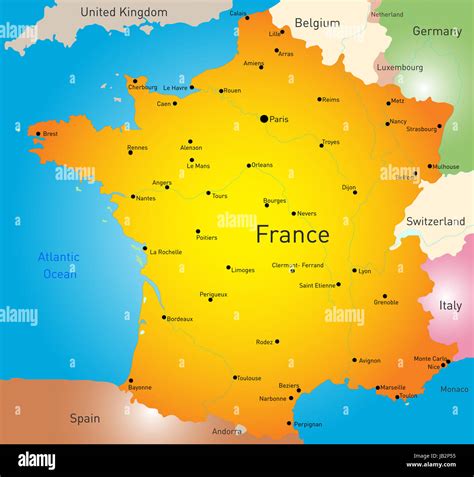 Vector Color Map Of France Country Stock Photo Alamy