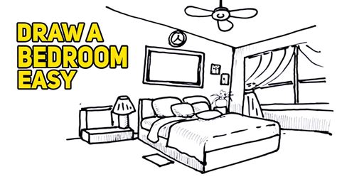 How To Draw A Bedroom Easy Youtube